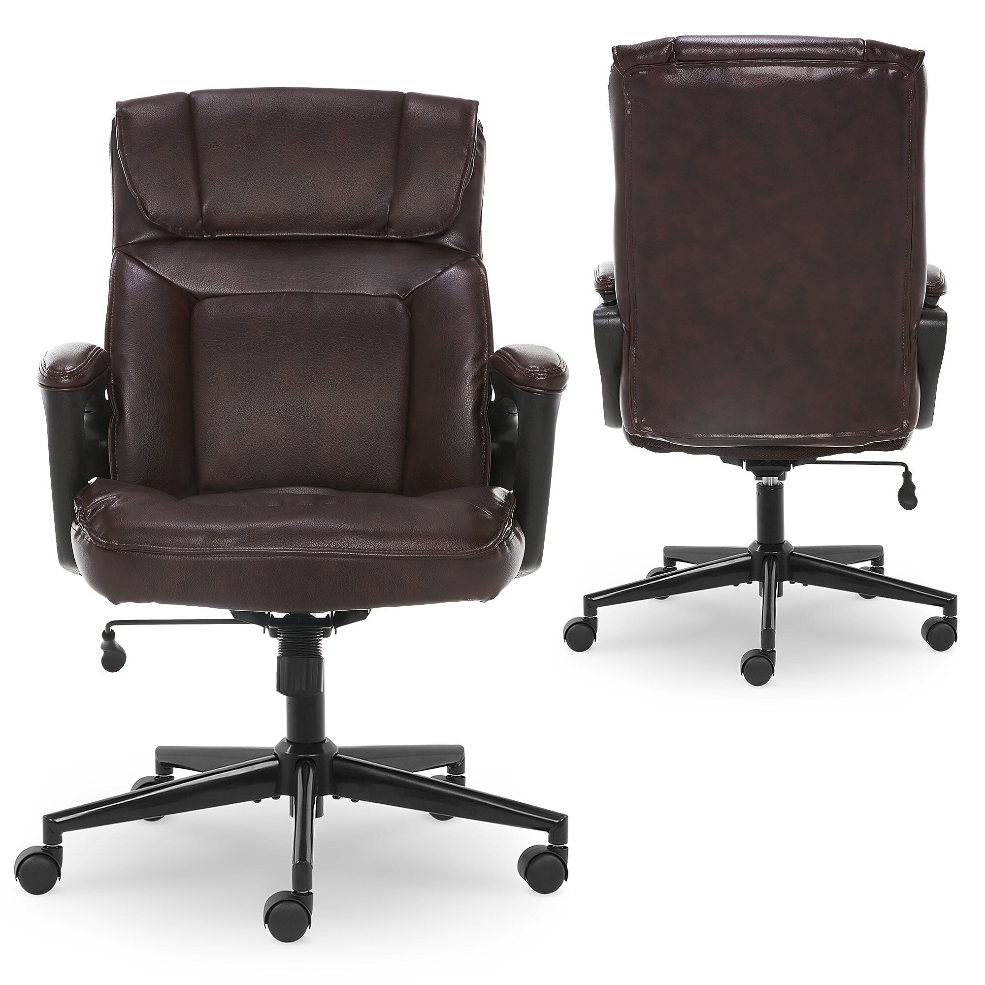 Serta Hannah I Bonded Leather Executive Chair, Biscuit