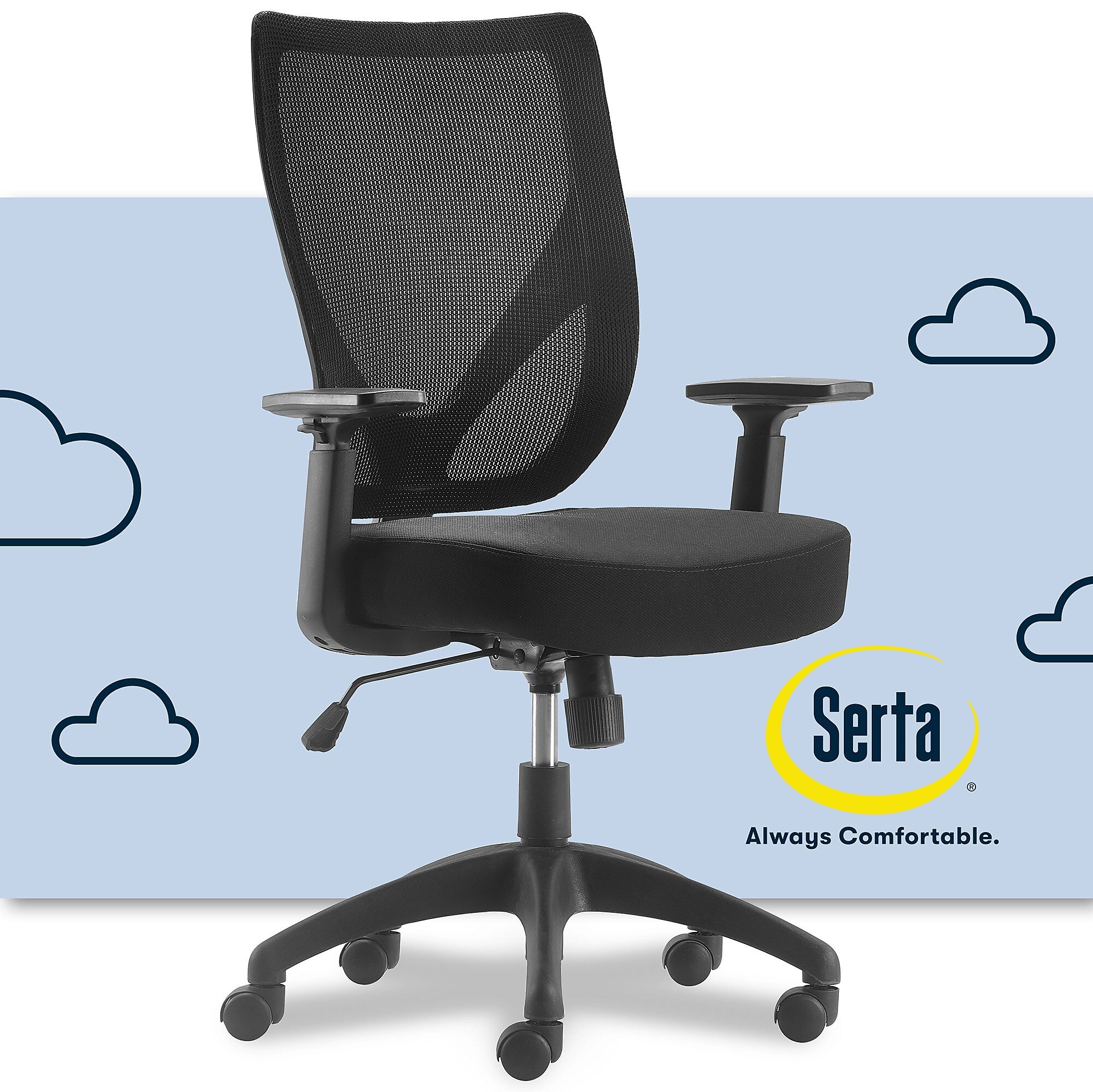 Serta Works Mesh Back Polyester Computer and Desk Chair, Black