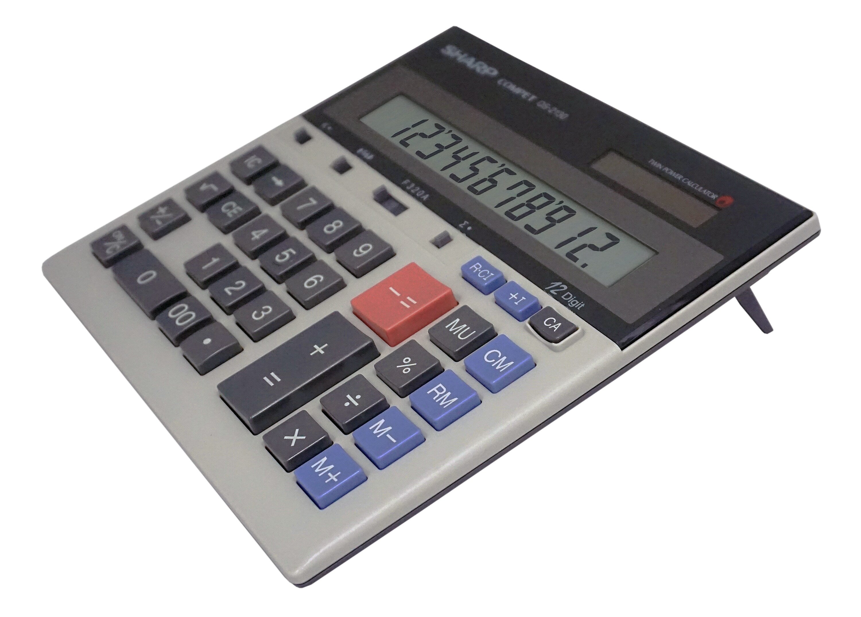 Sharp QS-2130 12-Digit Battery/Solar Powered Financial Calculator, Gray