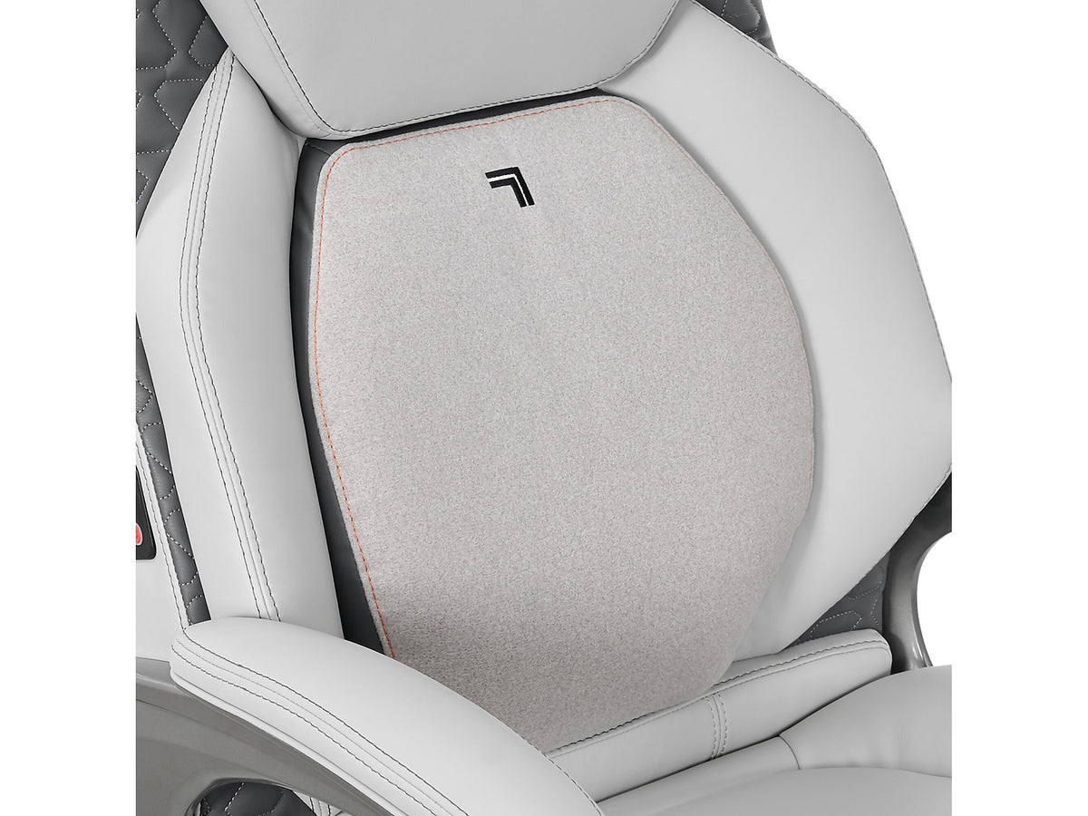 Sharper Image S-600 Active Lumbar Ergonomic Bonded Leather Swivel Executive Massage Chair, White/Gray