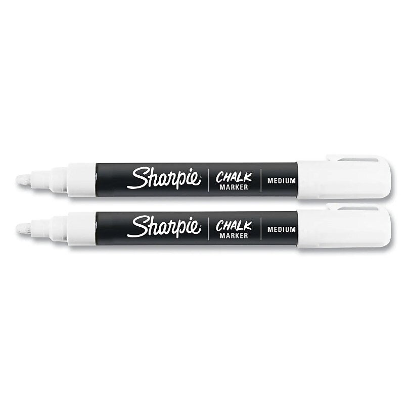 Sharpie Chalk Wet Erase Marker, Medium Tip, White, 2/Pack