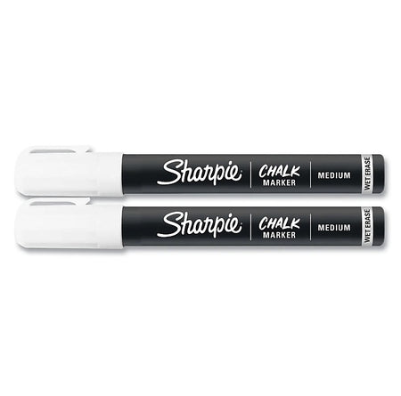 Sharpie Chalk Wet Erase Marker, Medium Tip, White, 2/Pack