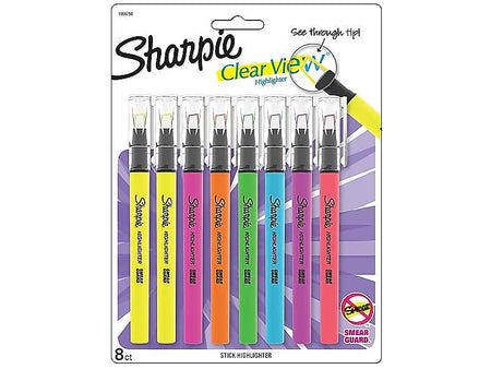 Sharpie Clear View Highlighter, Chisel Tip, Assorted, 8/Pack