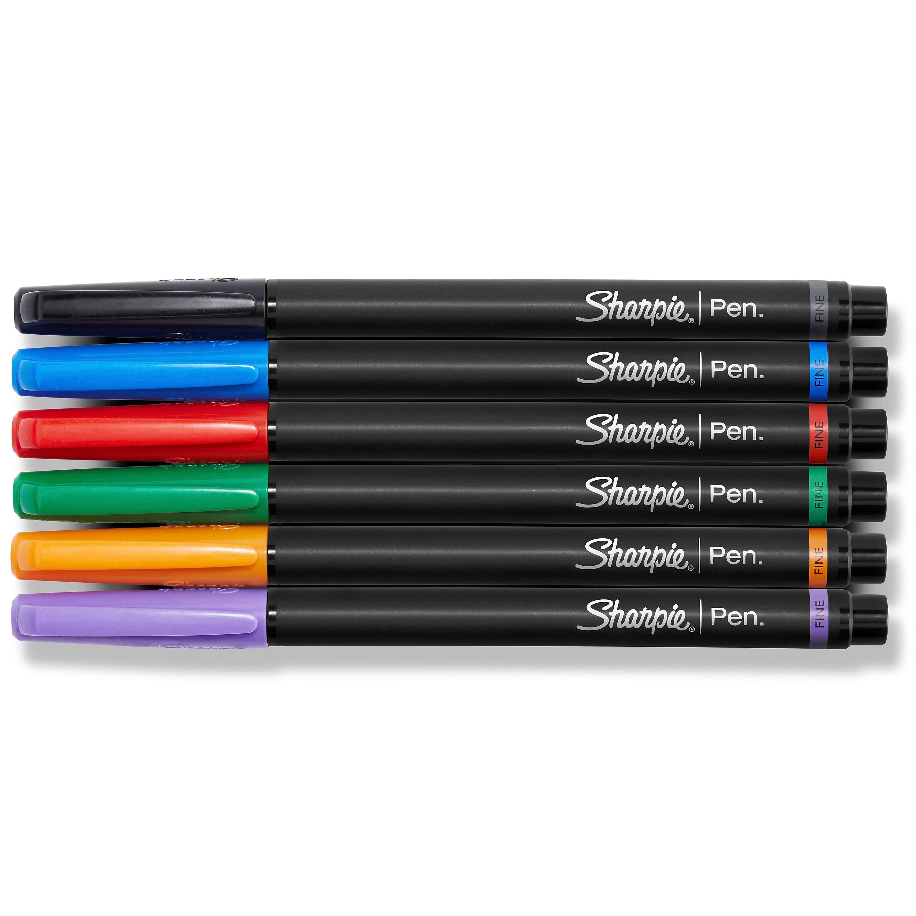 Sharpie Felt Pen, Fine Point, 0.4 mm, Assorted Ink, 6/Pack