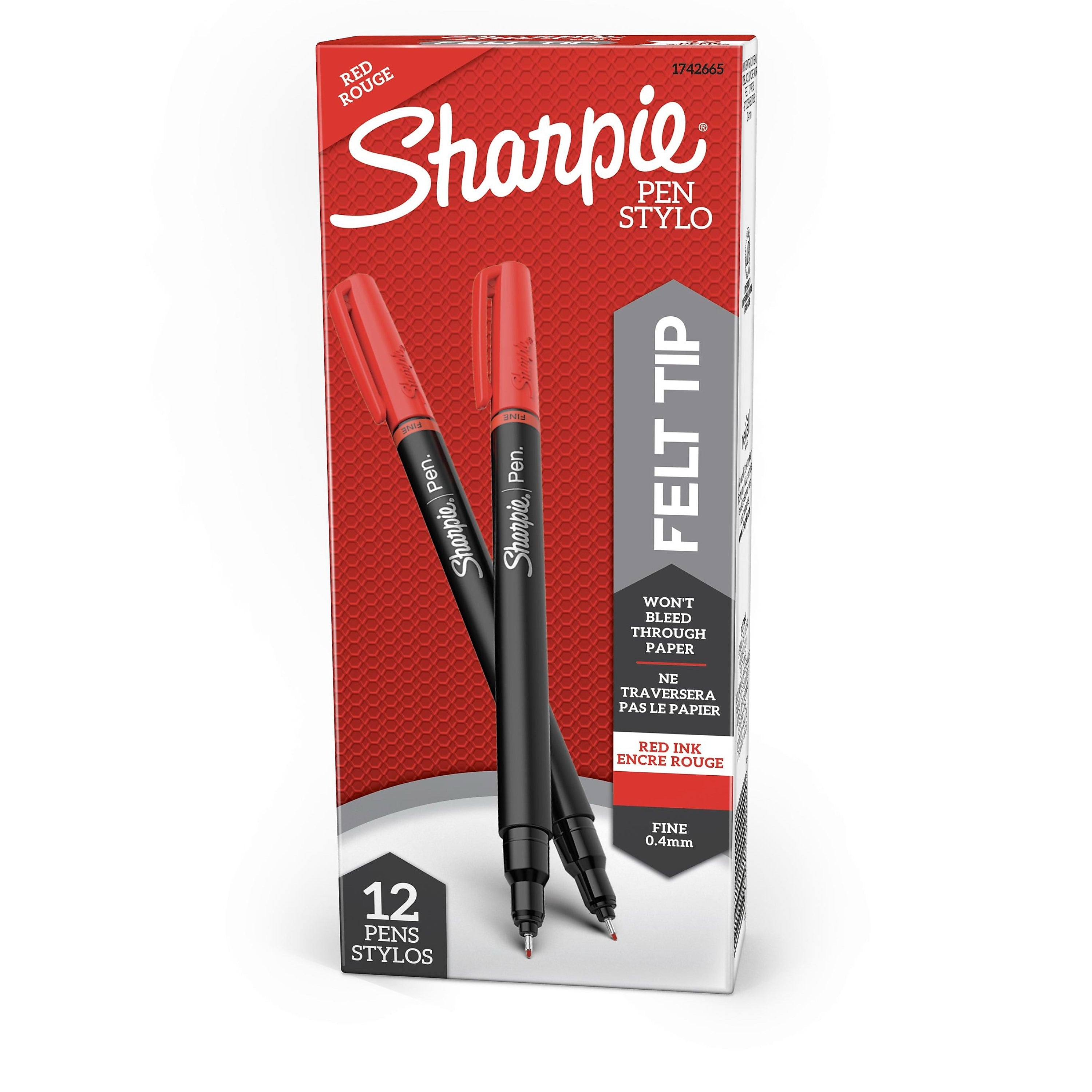 Sharpie Felt Pen, Fine Point, Red Ink, Dozen