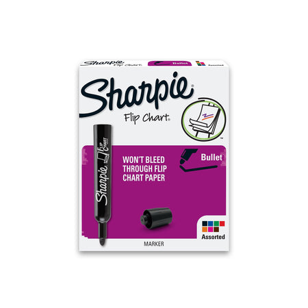 Sharpie Flip Chart Permanent Marker, Bullet Tip, Assorted, 8/Pack