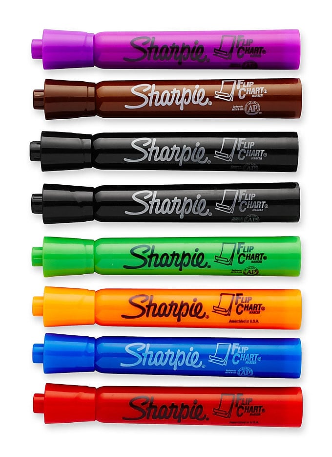 Sharpie Flip Chart Permanent Marker, Bullet Tip, Assorted, 8/Pack