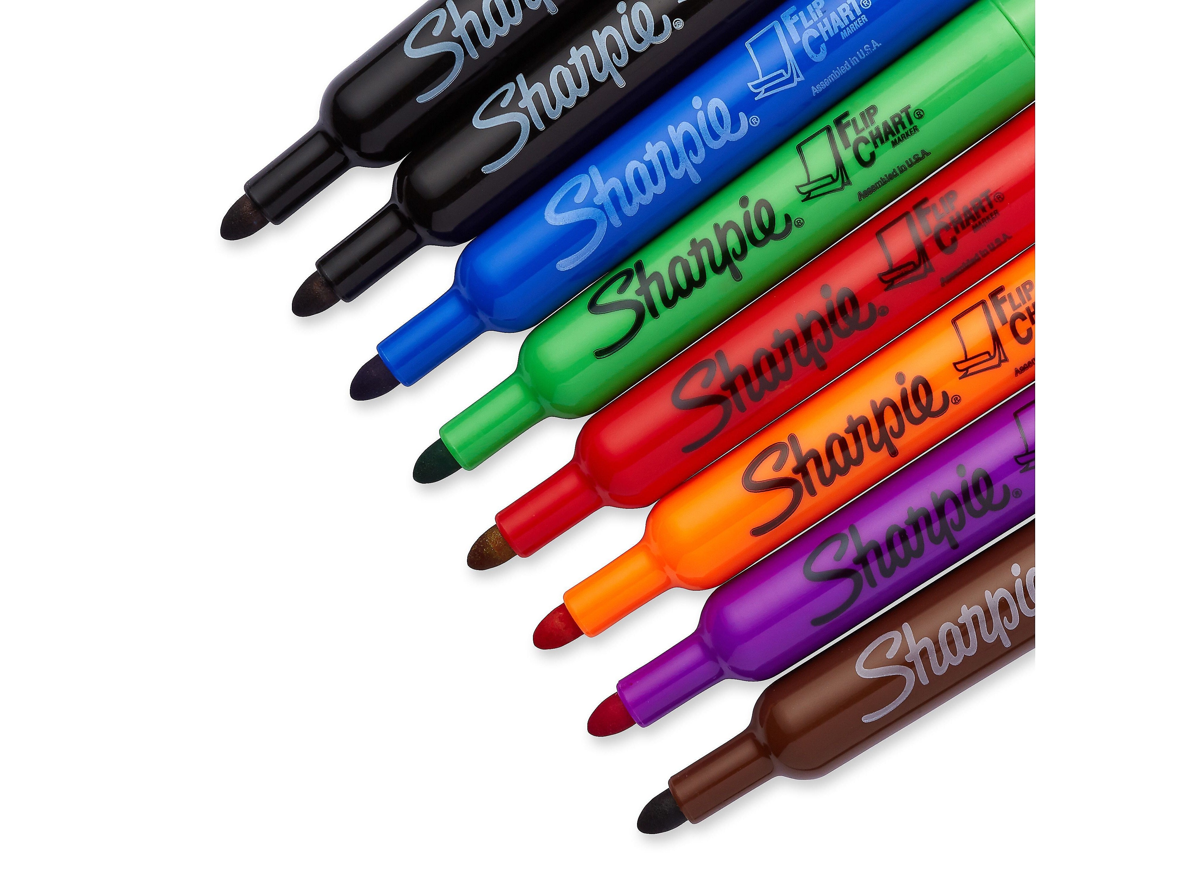 Sharpie Flip Chart Permanent Marker, Bullet Tip, Assorted, 8/Pack