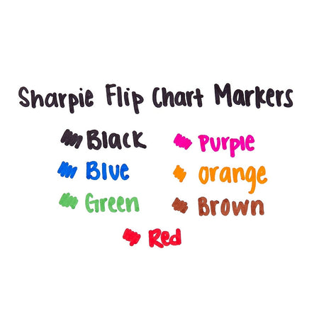 Sharpie Flip Chart Permanent Marker, Bullet Tip, Assorted, 8/Pack