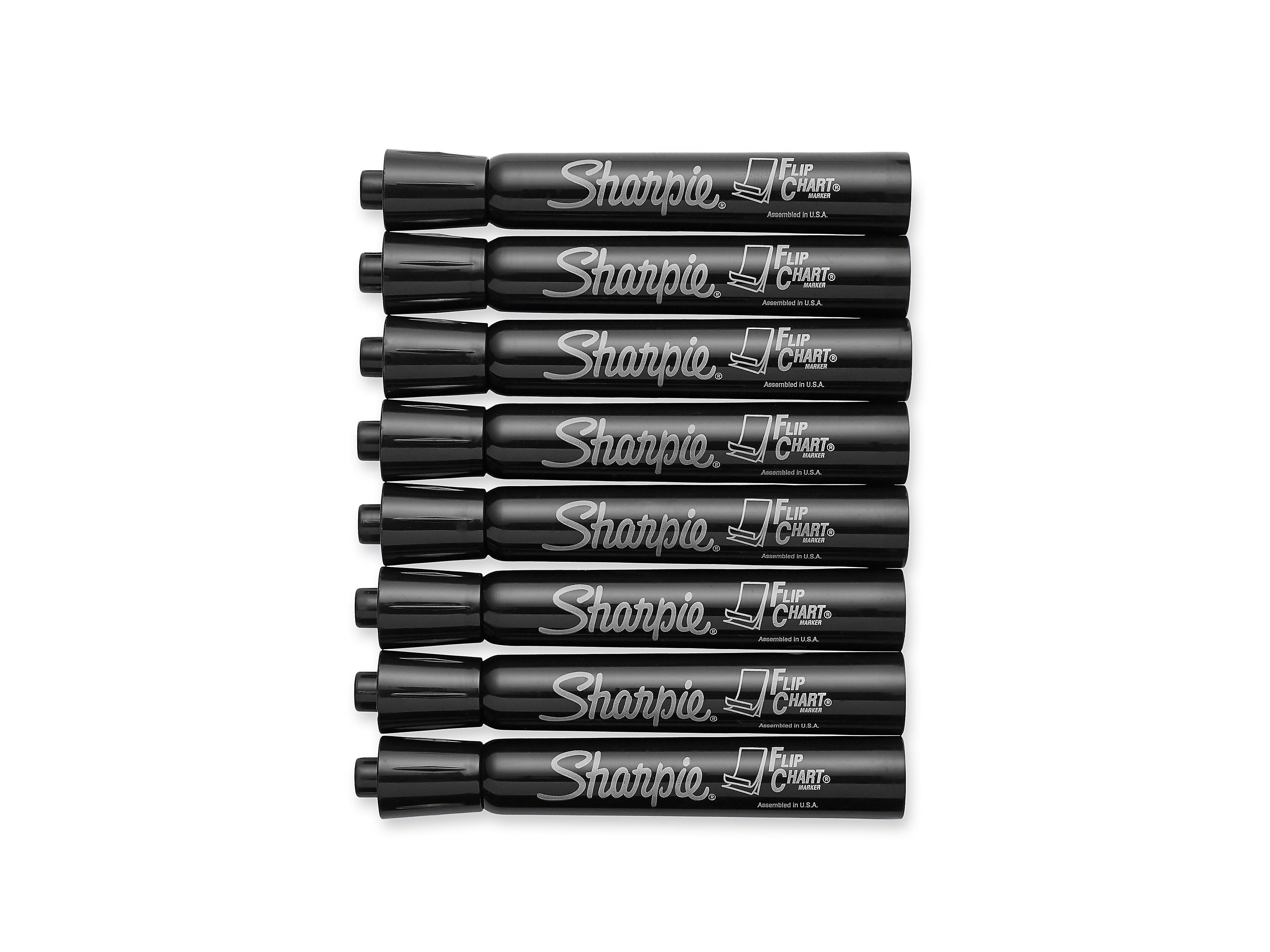 Sharpie Flip Chart Permanent Markers, Bullet Tip, Black, 8/Pack