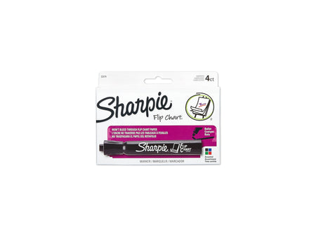 Sharpie Flip Chart Water Based Marker, Bullet Tip, Assorted, 4/Pack