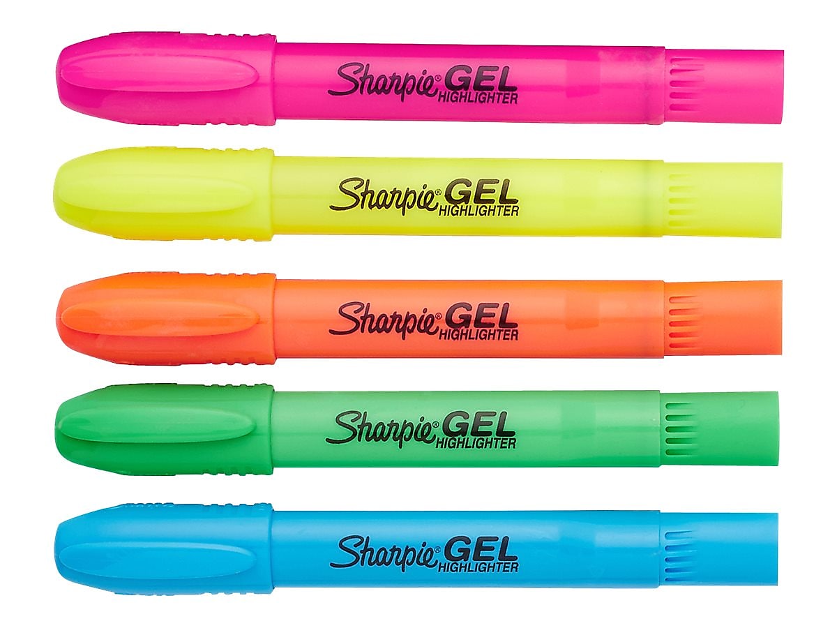 Sharpie Gel Stick Highlighter, Bullet Tip, Assorted, 5/Pack