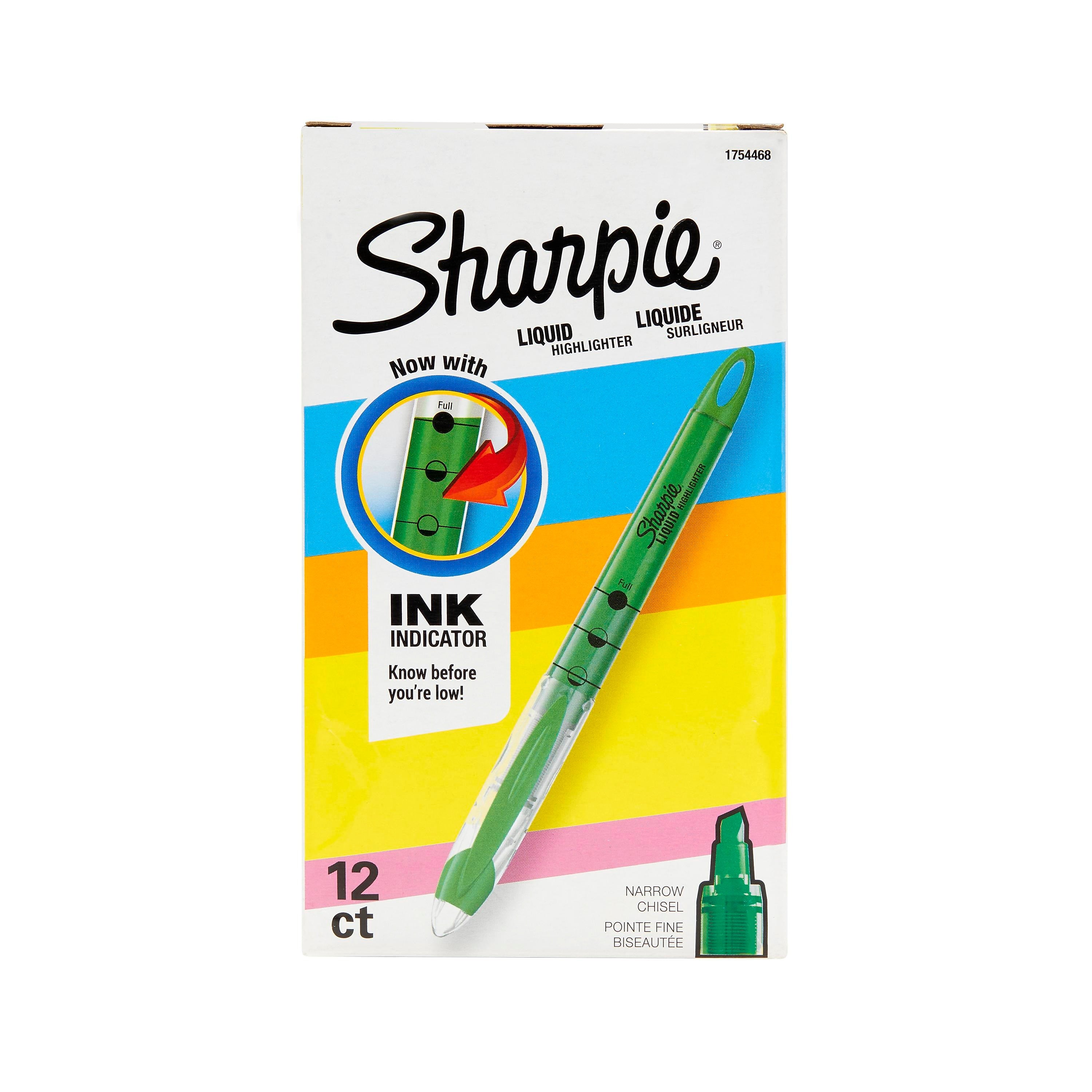 Sharpie Liquid Highlighter, Chisel Tip, Green, Dozen