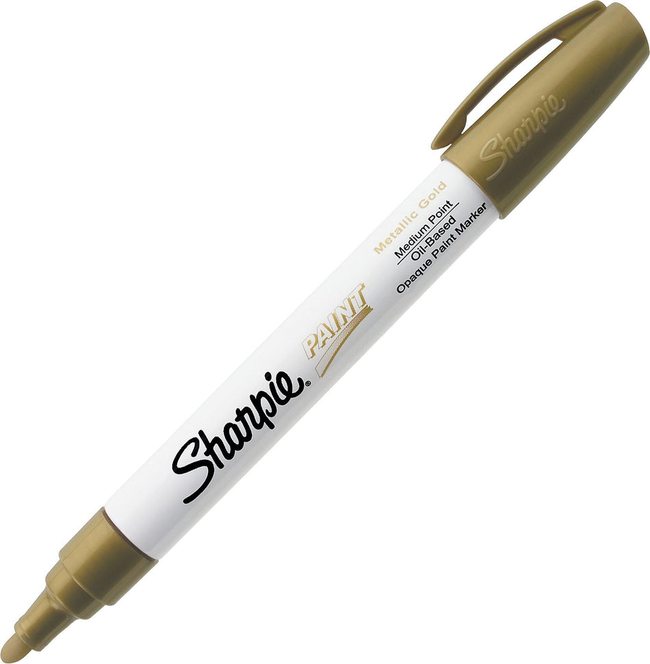 Sharpie Oil-Based Paint Marker, Medium Tip, Gold Metallic