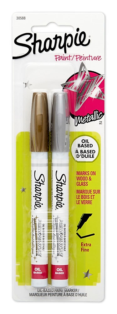 Sharpie Oil-Based Paint Markers, Extra Fine Tip, Assorted Metallic, 2/Pack