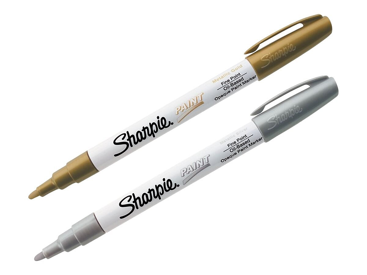 Sharpie Oil-Based Paint Markers, Extra Fine Tip, Assorted Metallic, 2/Pack