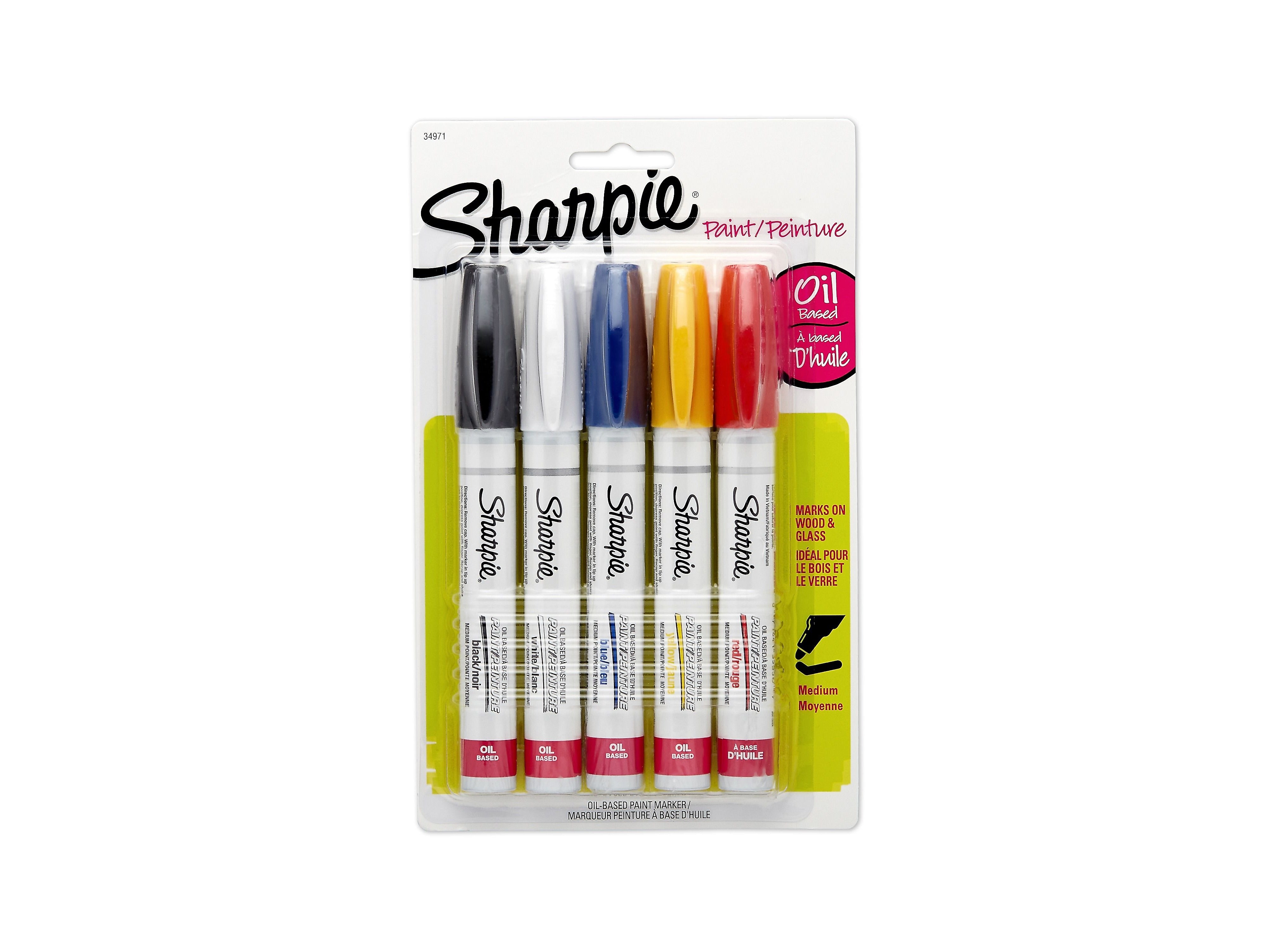 Sharpie Oil-Based Paint Markers, Medium Tip, Assorted, 5/Pack