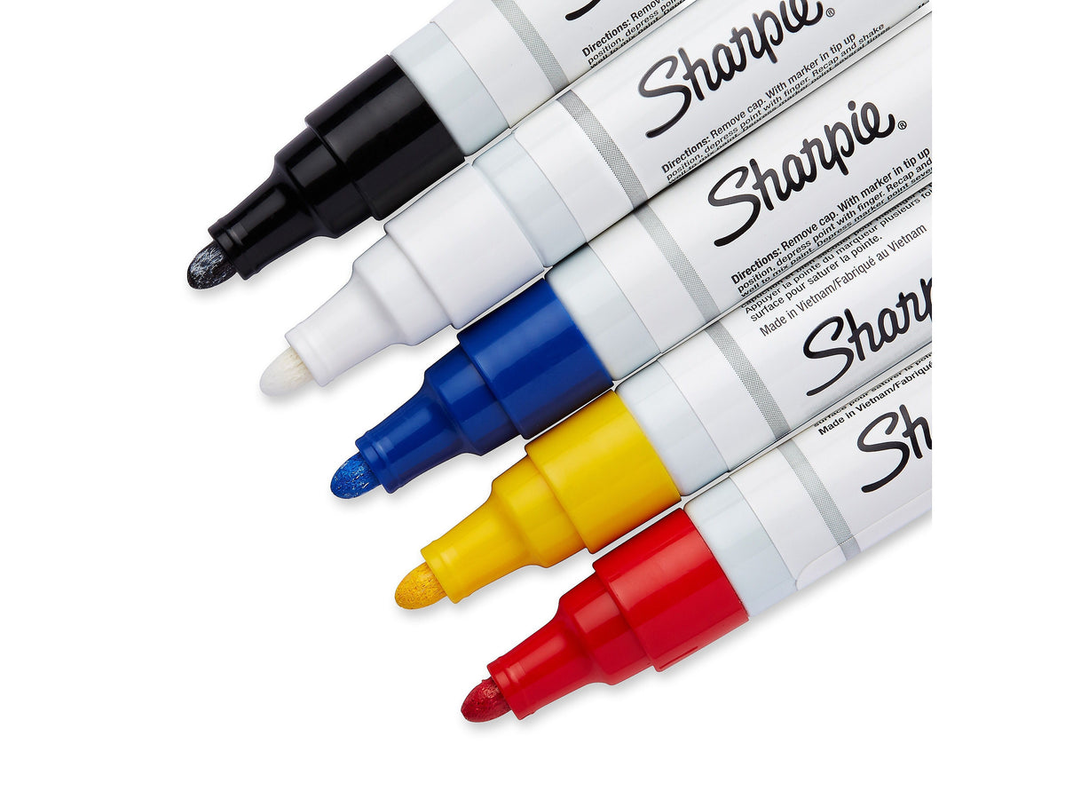 Sharpie Oil-Based Paint Markers, Medium Tip, Assorted, 5/Pack