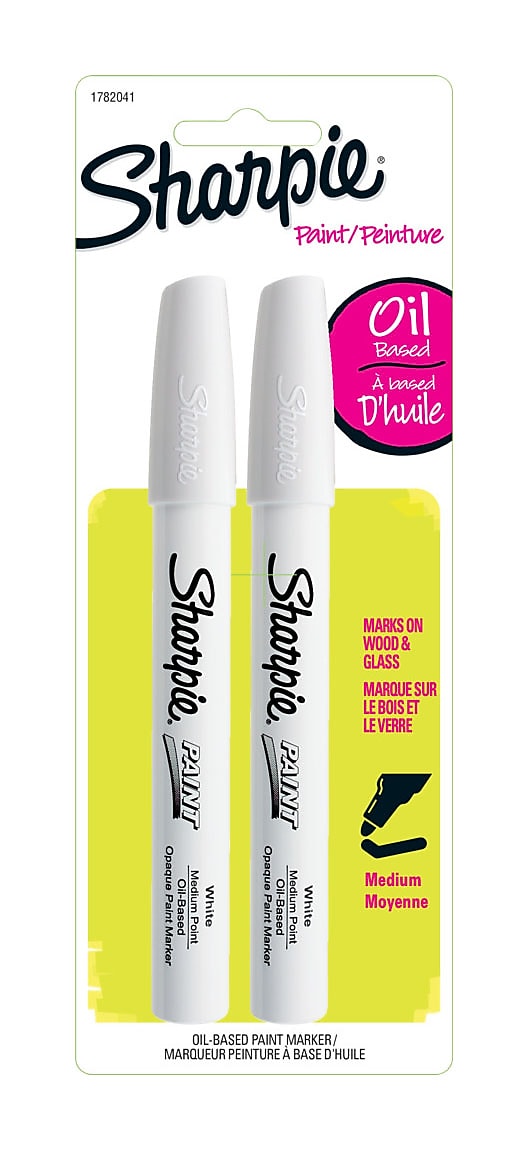 Sharpie Oil-Based Paint Markers, Medium Tip, White, 2/Pack