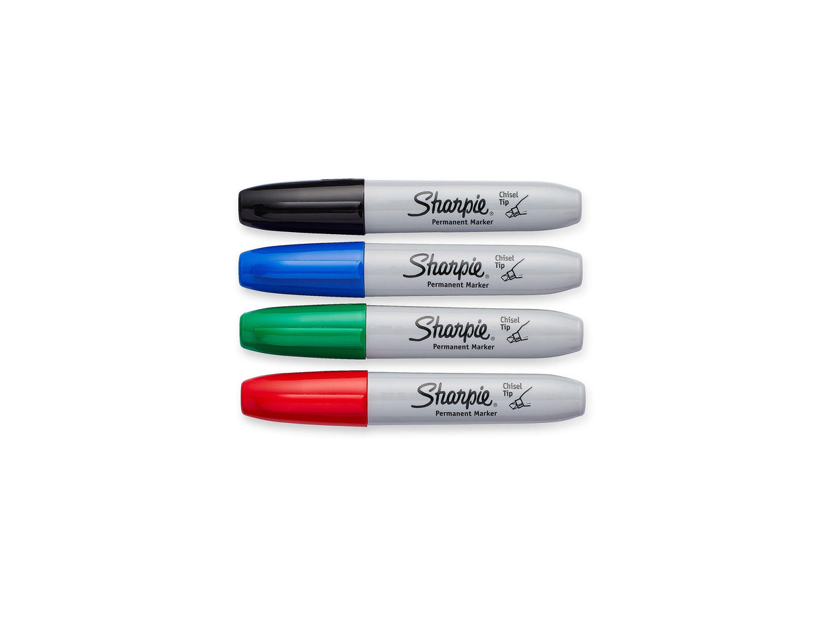 Sharpie Permanent Marker, Chisel Tip, Assorted, 4/Set