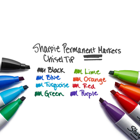 Sharpie Permanent Marker, Chisel Tip, Black, Dozen