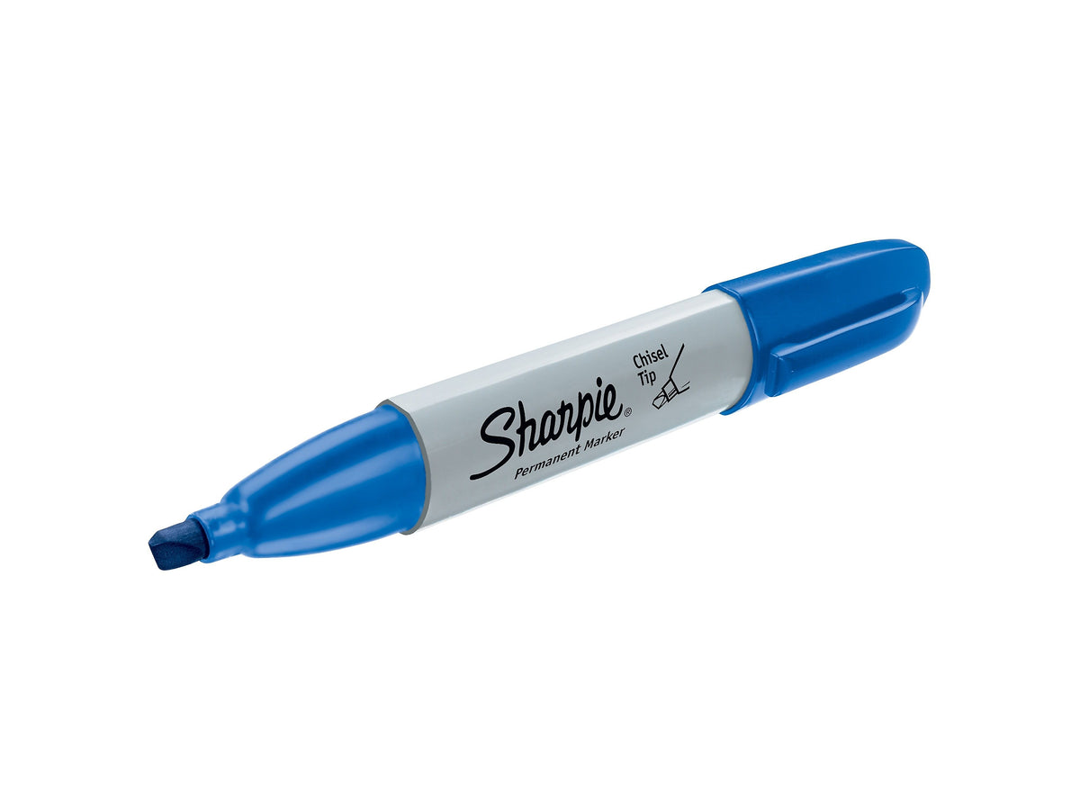 Sharpie Permanent Marker, Chisel Tip, Blue, Dozen