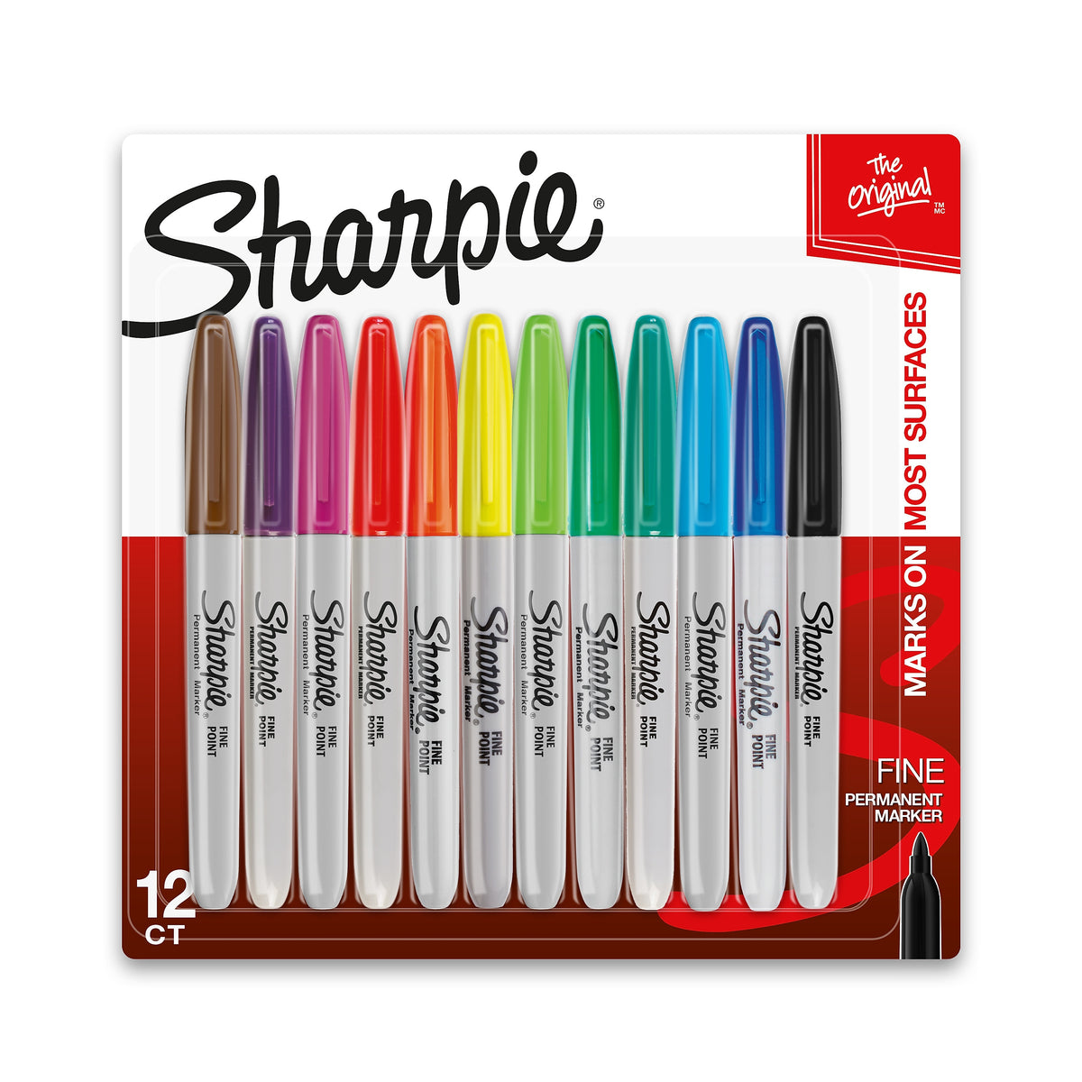 Sharpie Permanent Marker, Fine Tip, Assorted, Dozen