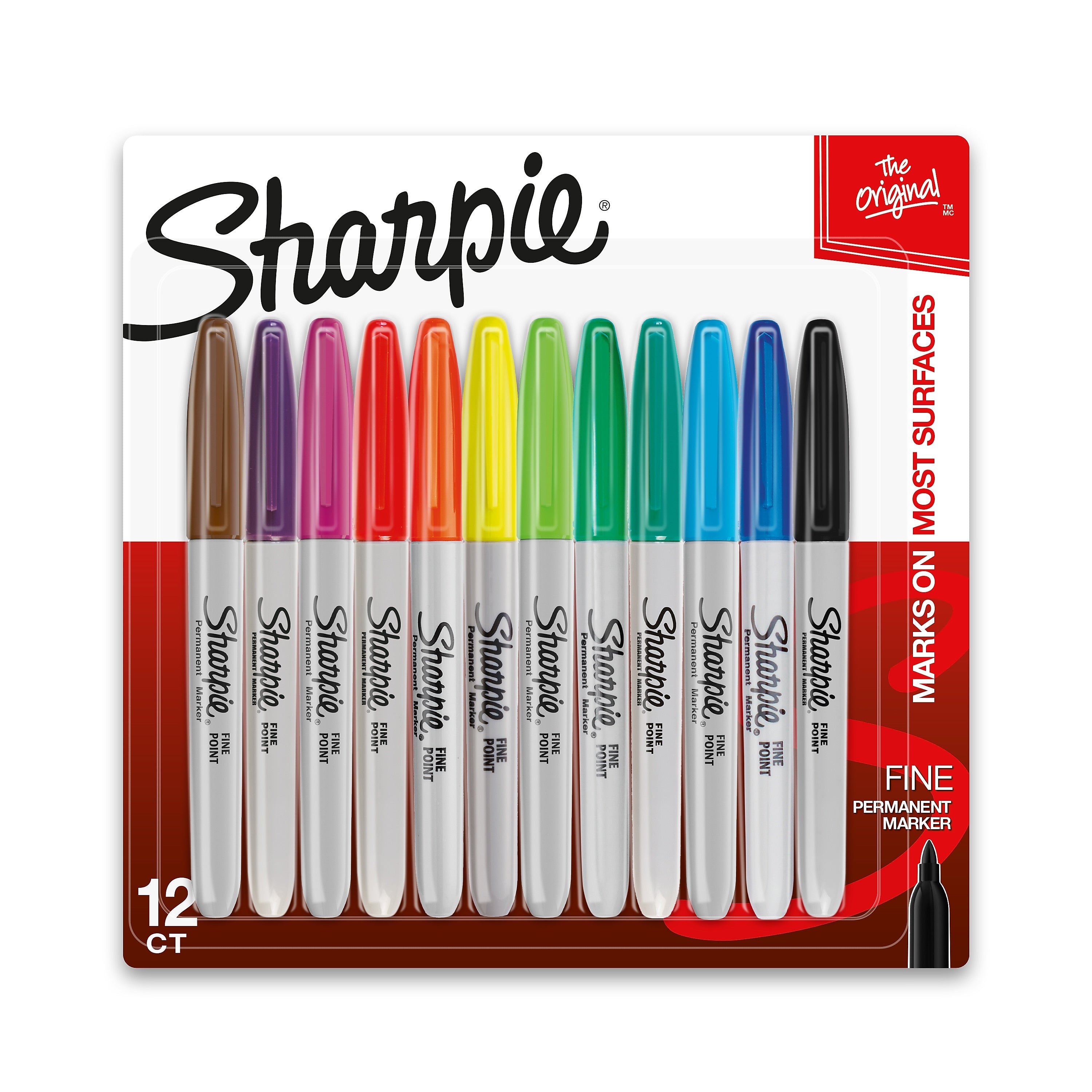 Sharpie Permanent Marker, Fine Tip, Assorted, Dozen