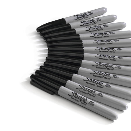 Sharpie Permanent Marker, Fine Tip, Black, Dozen