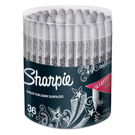 Sharpie Permanent Marker, Fine Tip, Metallic Silver, 36/Pack