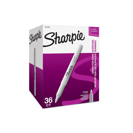 Sharpie Permanent Marker, Fine Tip, Metallic Silver, 36/Pack