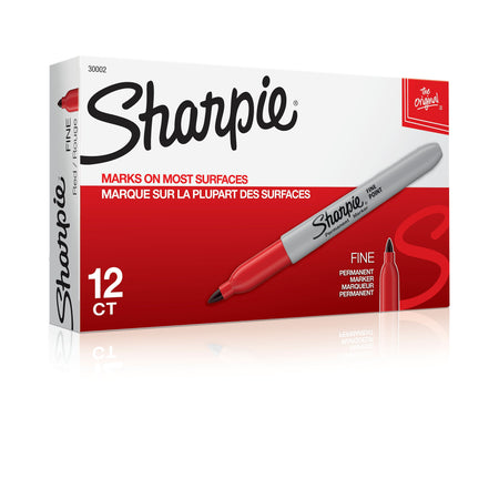 Sharpie Permanent Marker, Fine Tip, Red, Dozen