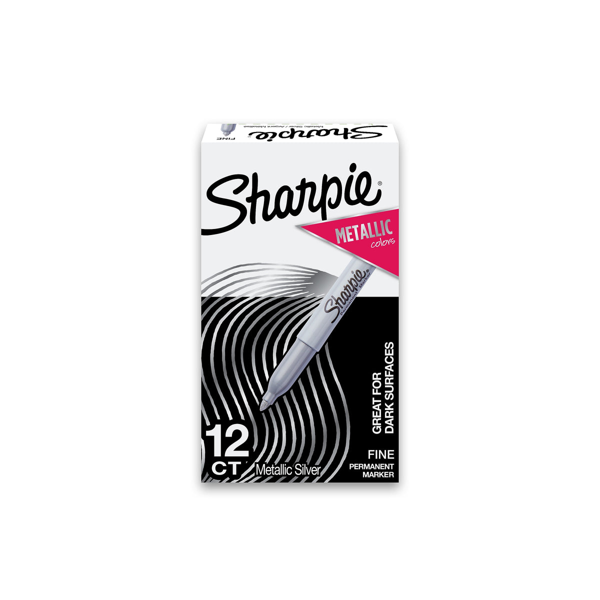 Sharpie Permanent Marker, Fine Tip, Silver Metallic, Dozen