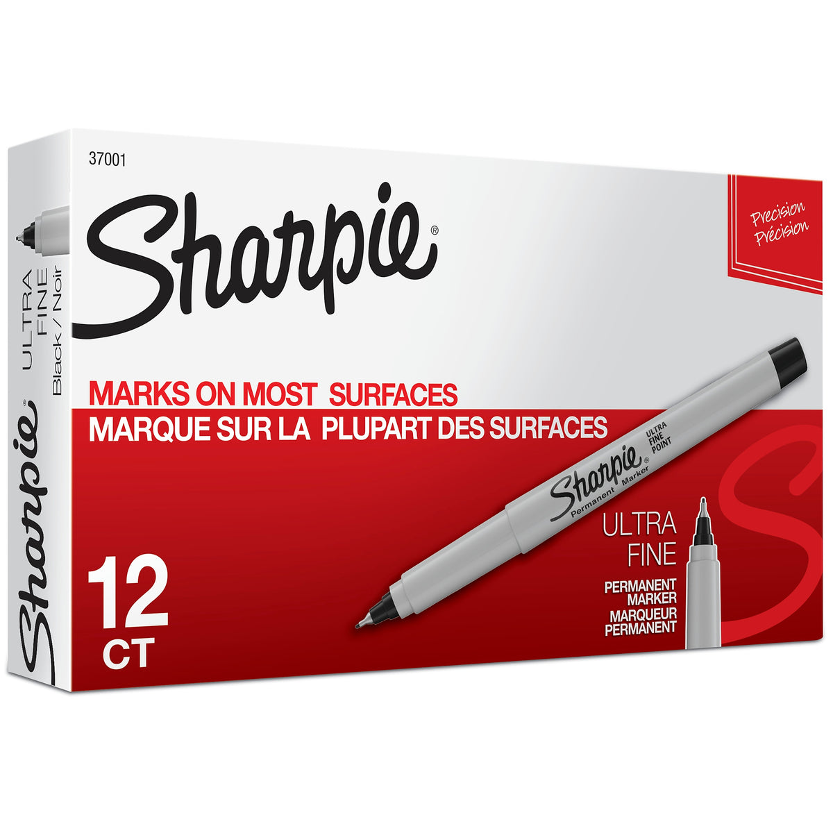 Sharpie Permanent Marker, Ultra Fine Tip, Black, Dozen