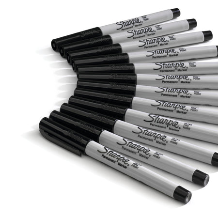 Sharpie Permanent Marker, Ultra Fine Tip, Black, Dozen