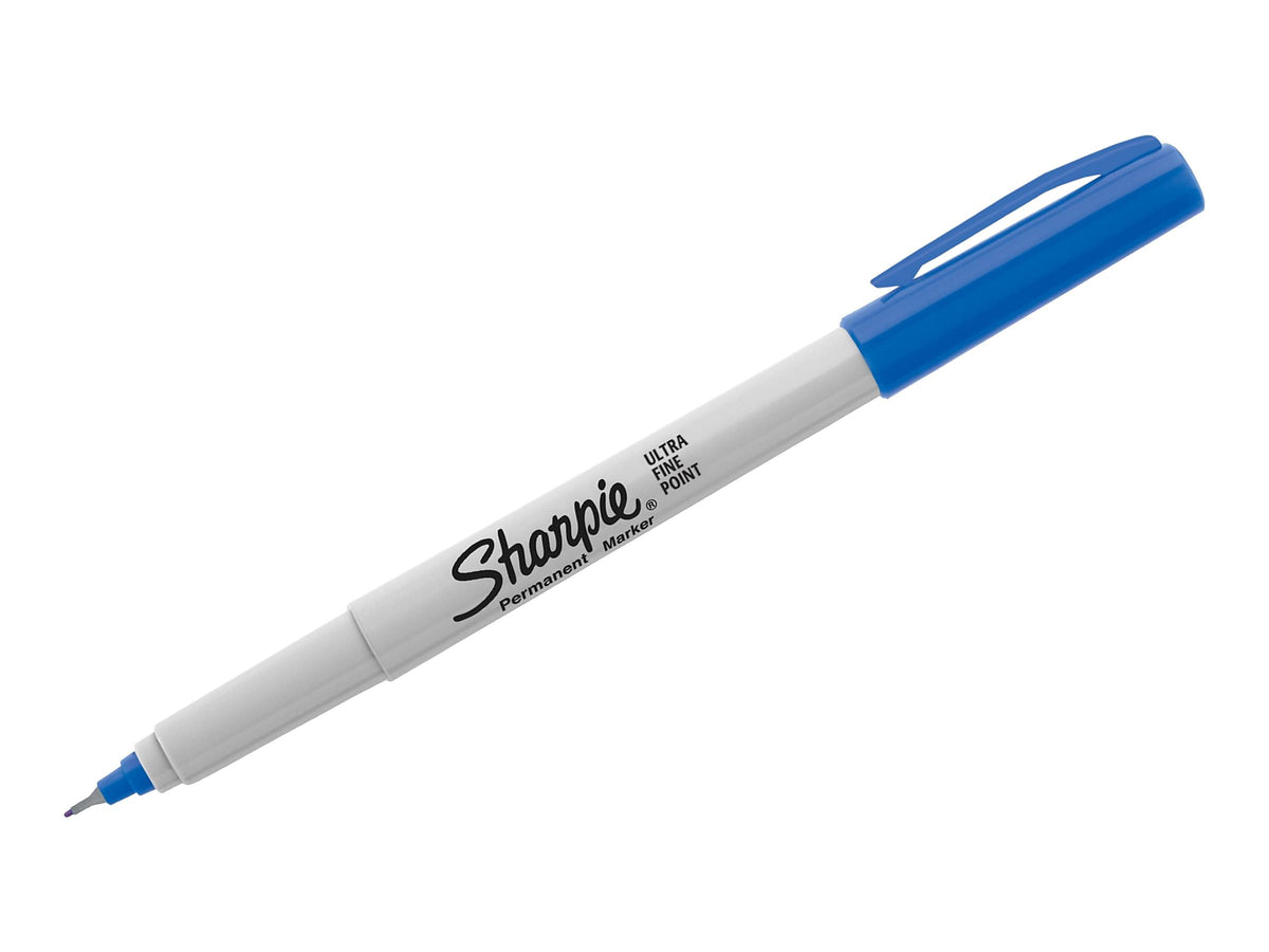 Sharpie Permanent Marker, Ultra Fine Tip, Blue, Dozen