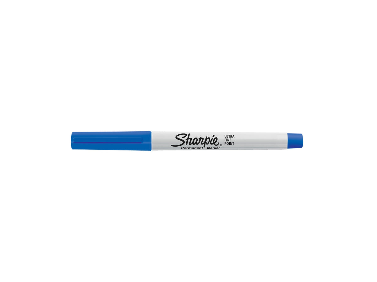 Sharpie Permanent Marker, Ultra Fine Tip, Blue, Dozen