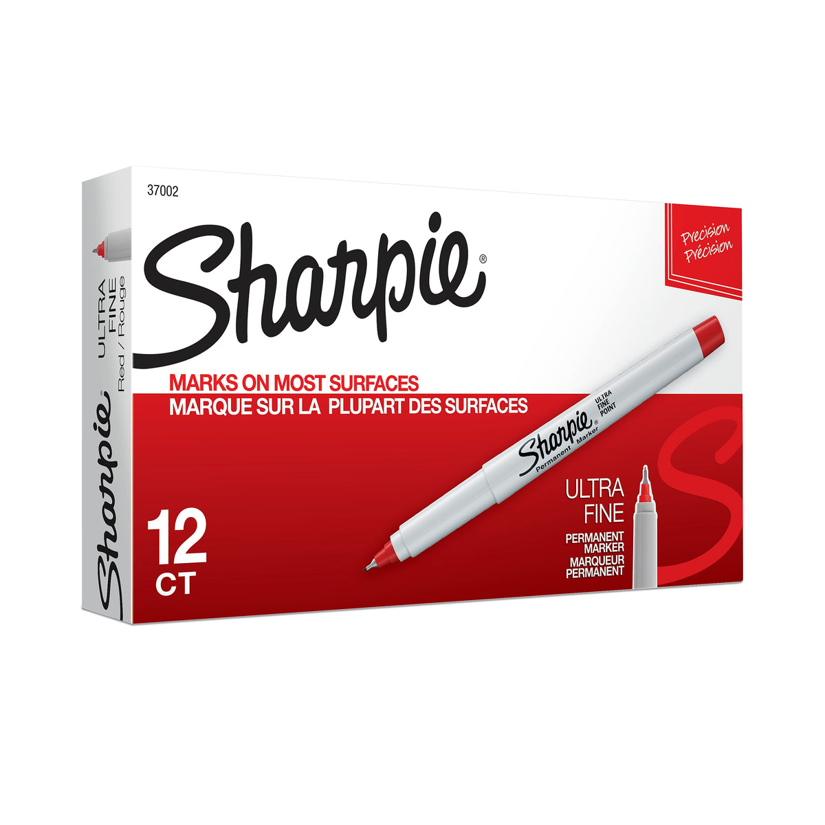 Sharpie Permanent Marker, Ultra Fine Tip, Red, Dozen