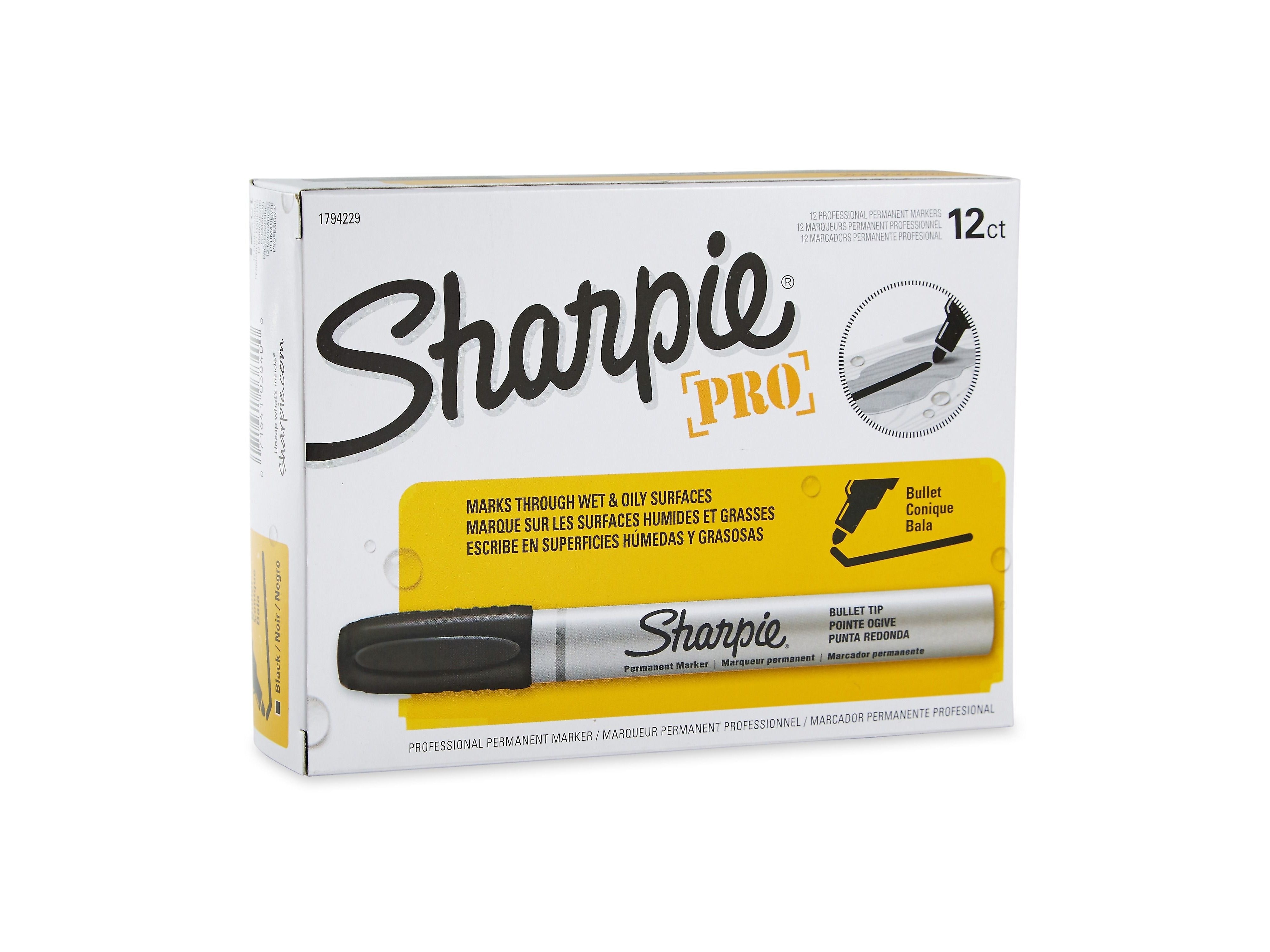 Sharpie Permanent Markers, Bullet Tip, Black, 12/Pack