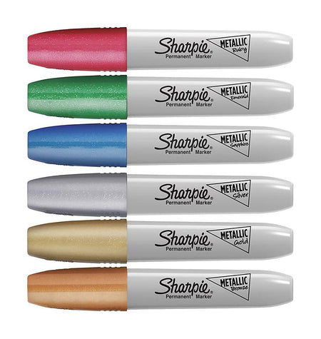 Sharpie Permanent Markers, Chisel Tip, Assorted Metallic, 6/Pack