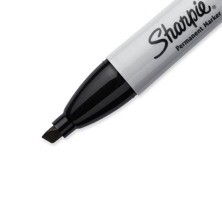 Sharpie Permanent Markers, Chisel Tip, Black, 4/Pack