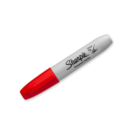 Sharpie Permanent Markers, Chisel Tip, Red, 12/Pack