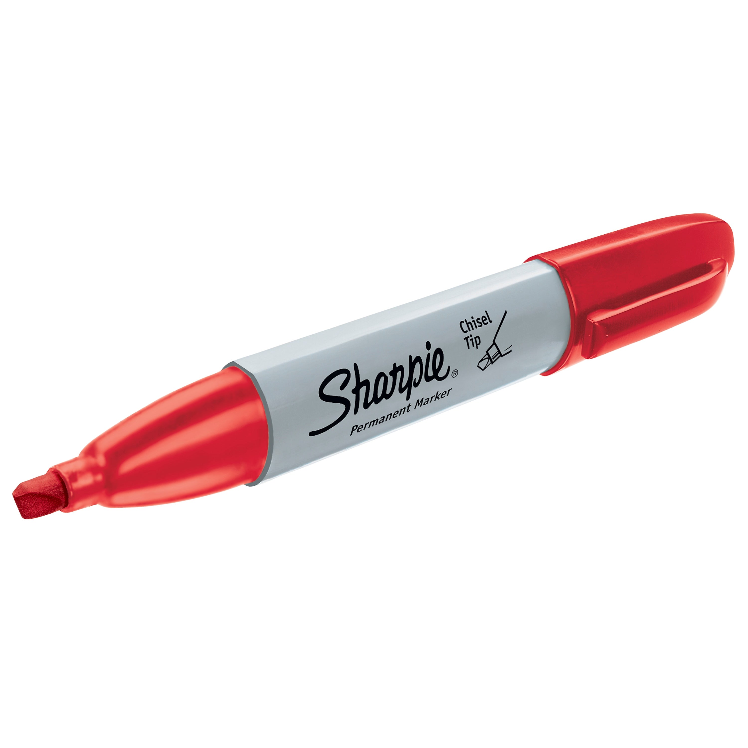 Sharpie Permanent Markers, Chisel Tip, Red, 12/Pack