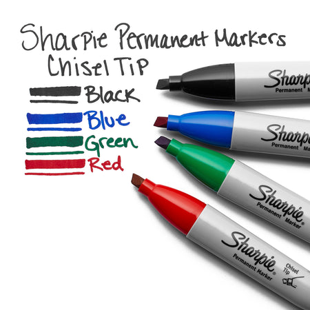 Sharpie Permanent Markers, Chisel Tip, Red, 12/Pack