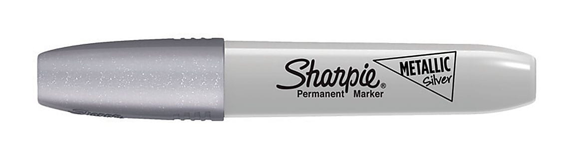 Sharpie Permanent Markers, Chisel Tip, Silver Metallic, 12/Pack