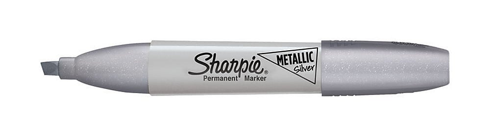 Sharpie Permanent Markers, Chisel Tip, Silver Metallic, 12/Pack