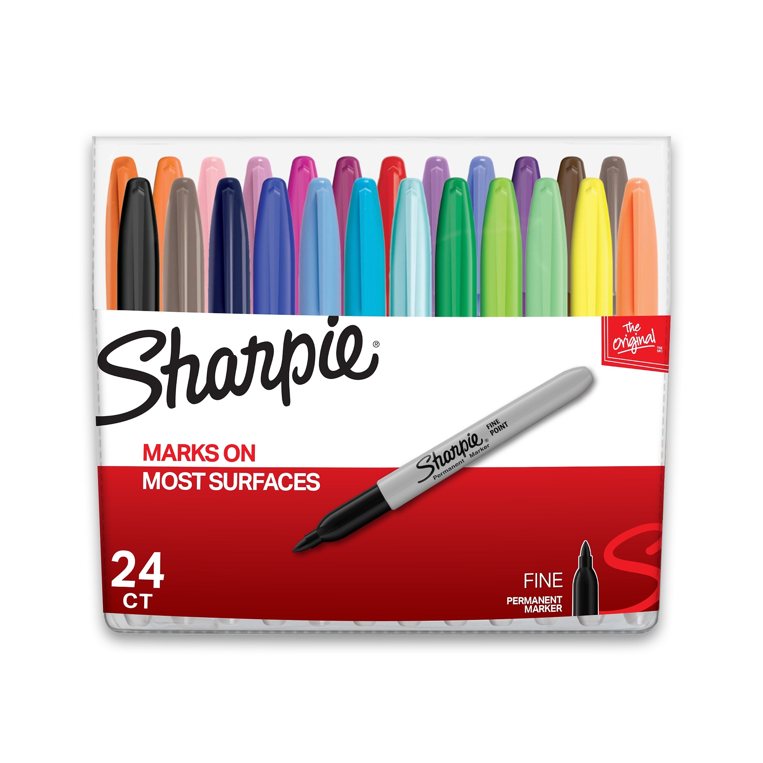 Sharpie Permanent Markers, Fine Tip, Assorted, 24/Pack