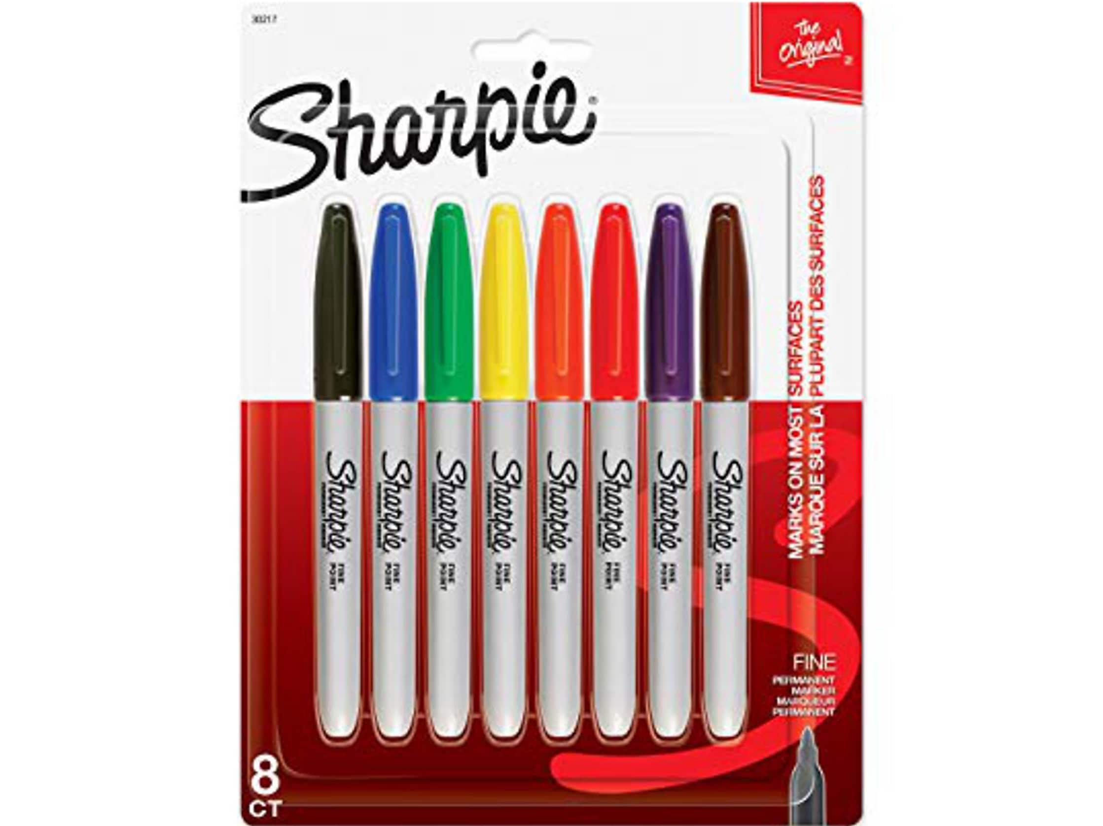 Sharpie Permanent Markers, Fine Tip, Assorted Colors, 8/Pack