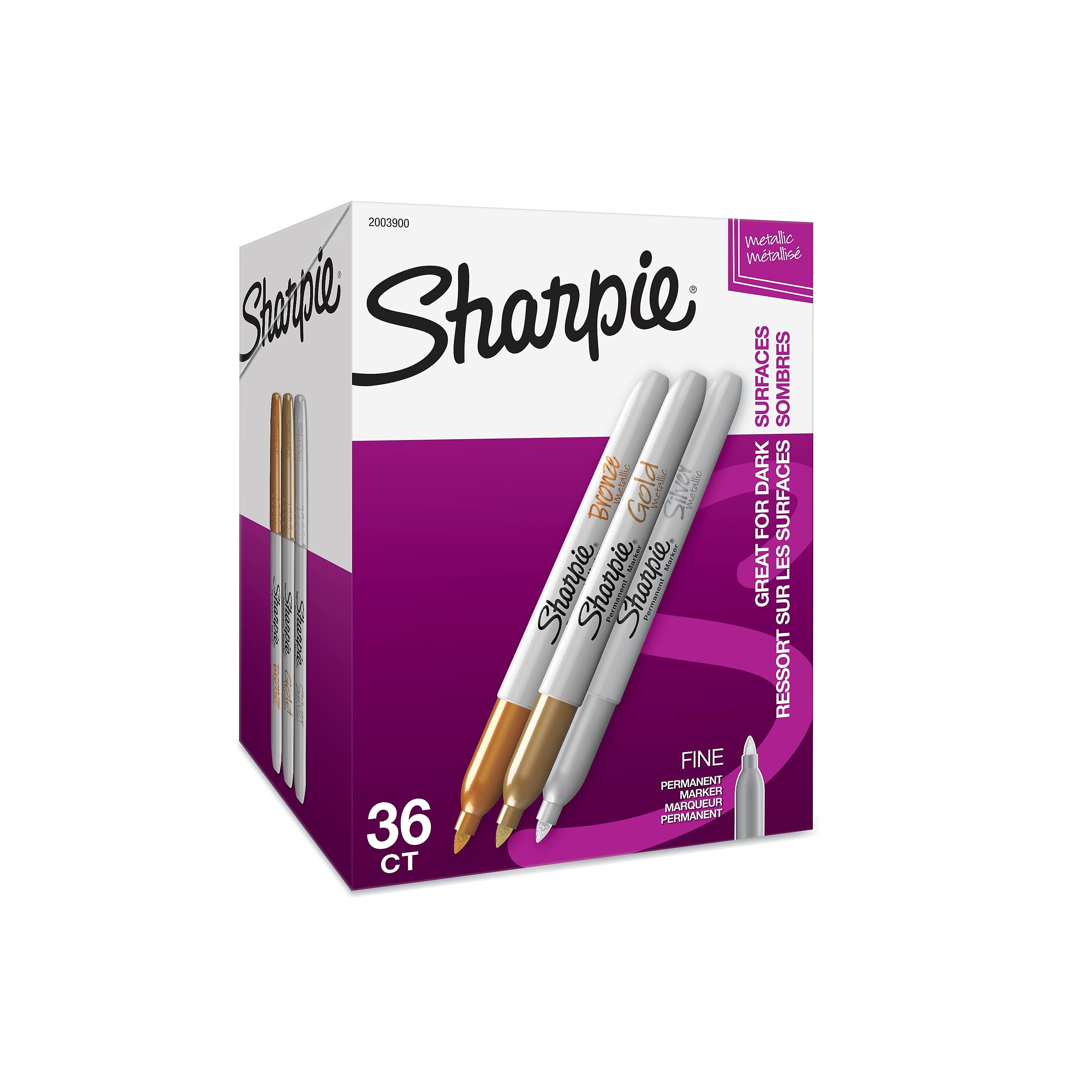 Sharpie Permanent Markers, Fine Tip, Assorted Metallic, 36/Pack