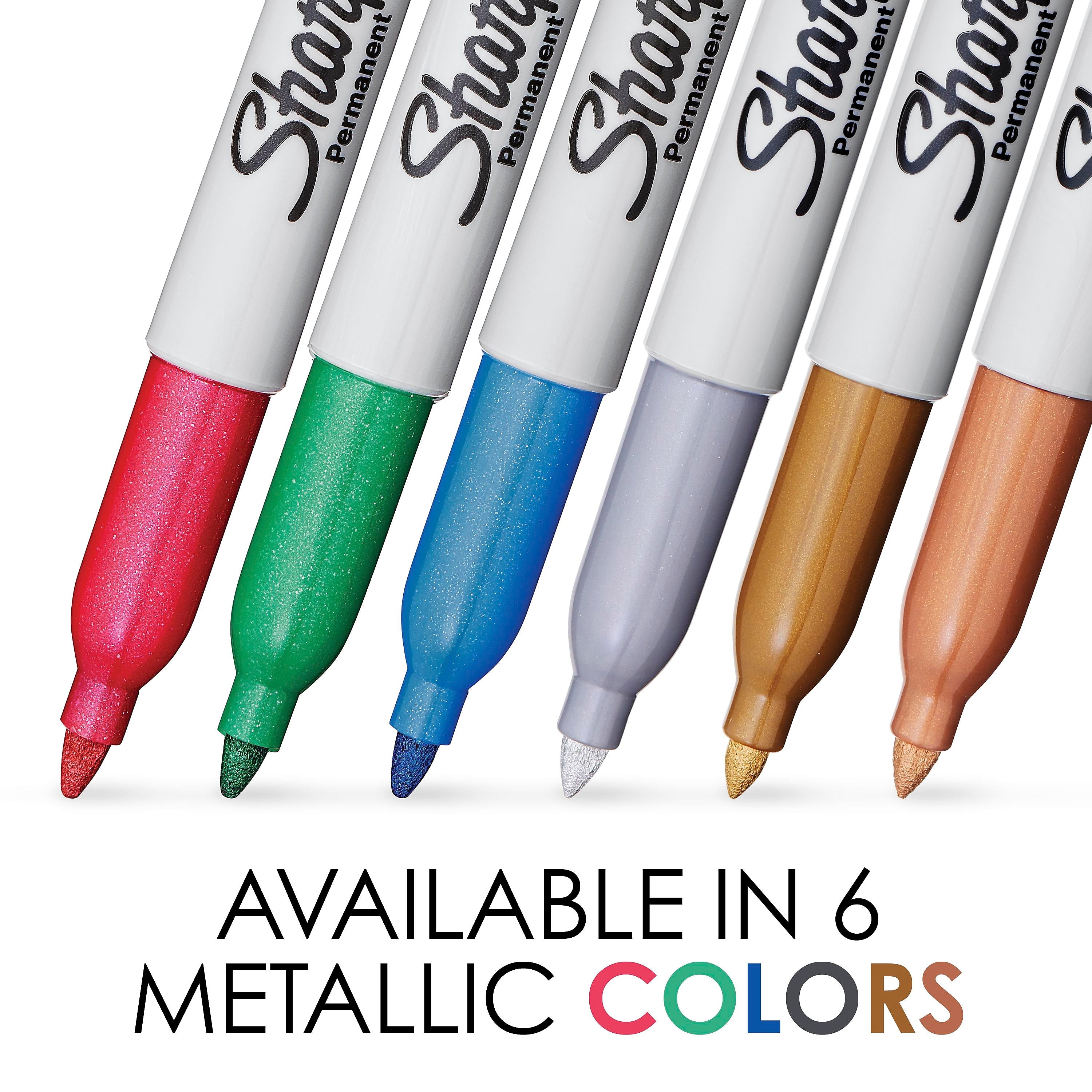 Sharpie Permanent Markers, Fine Tip, Assorted Metallic, 6/Pack